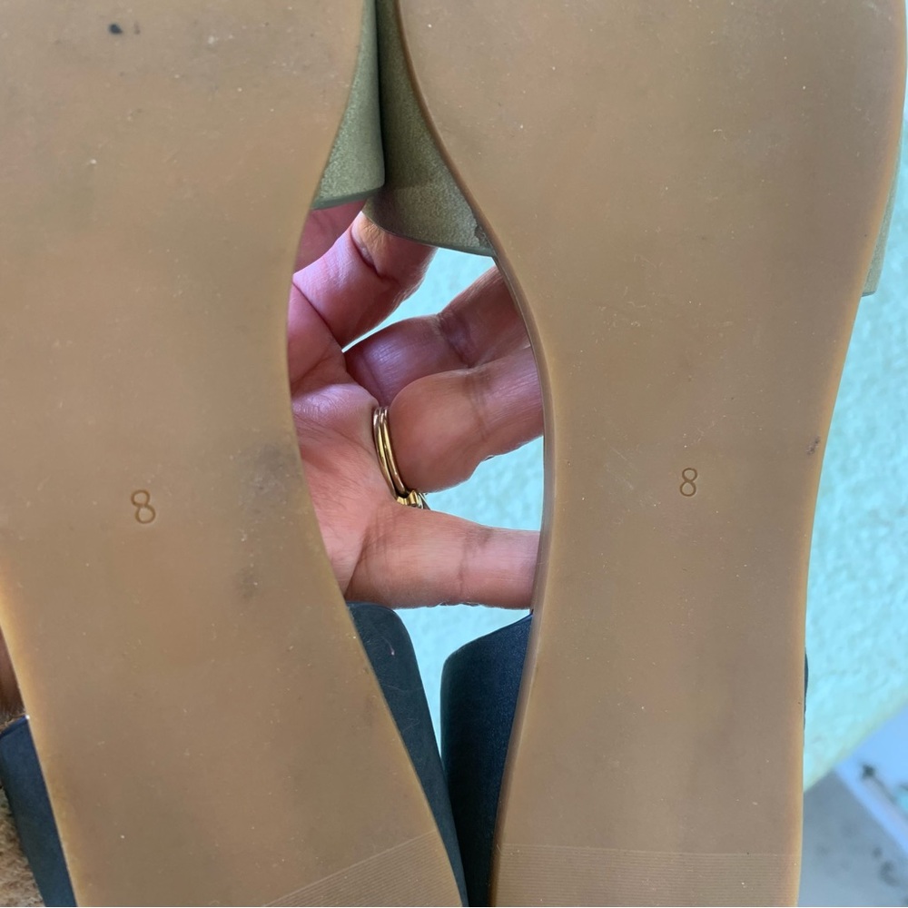 Madewell Thea Suede Leather Flat Sandals Green and Navy Blue Size 8 - Picture 9 of 9